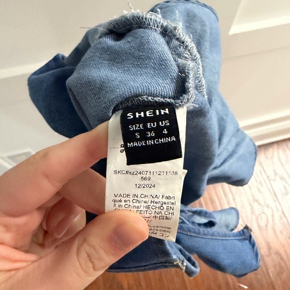 SHEIN Denim Blue Lace-Up Peplum Camisole - Picture 3 of 3